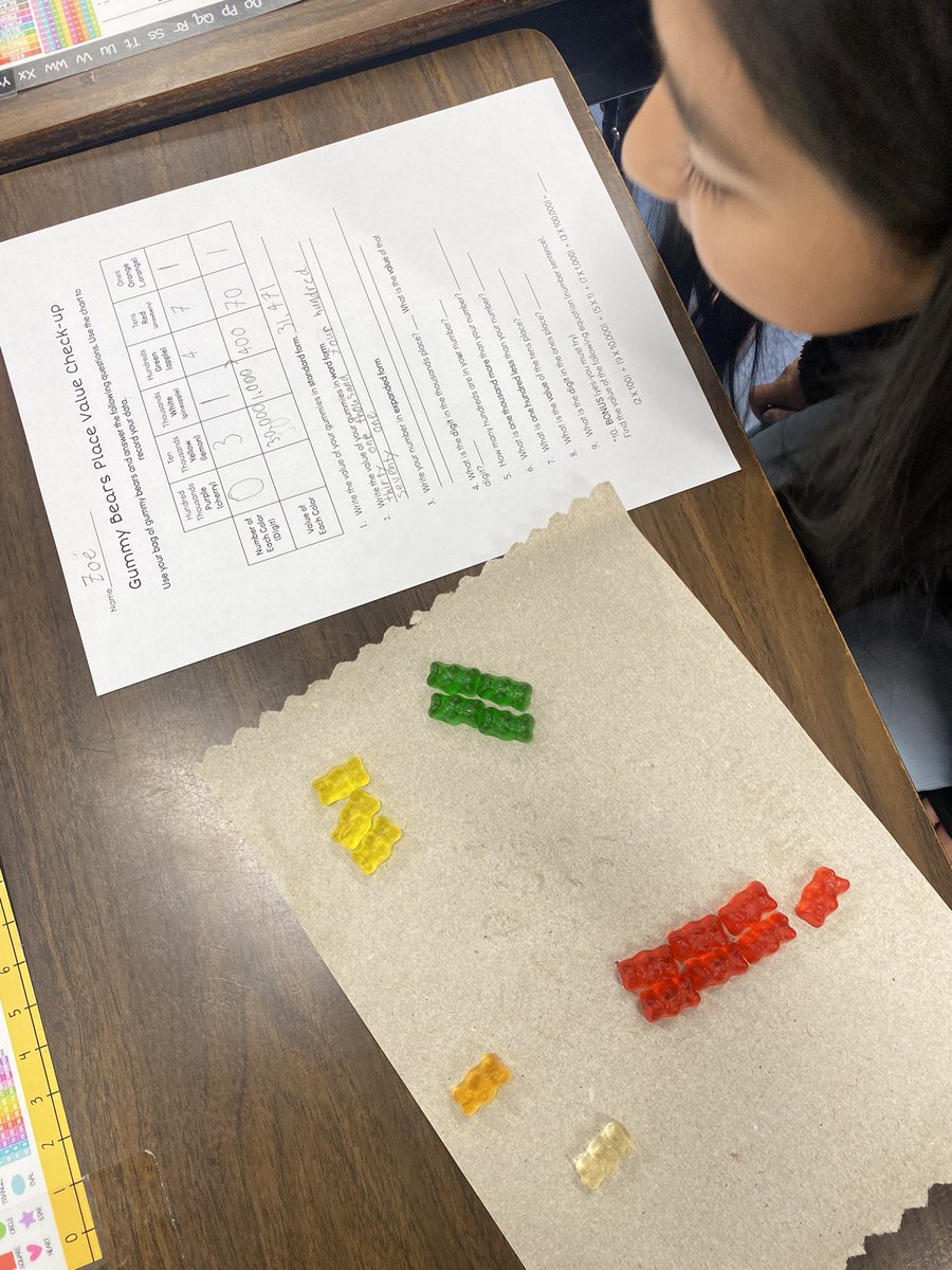 Gummy bears makes reviewing place value just a little bit sweeter 🐻☺️