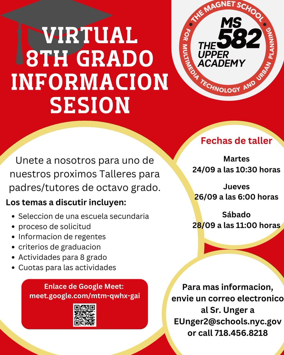 Attention 8th Grade Families! 🎓

We’re hosting **Virtual 8th Grade Information Sessions** to help guide you and your student through the high school application process! Don’t miss out on this opportunity to get all your questions answered.
