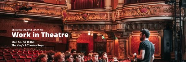 S4-6 #WorkinTheatre Course returning next month during October break <a href="/KingsandRoyal/">The King's Theatre & Theatre Royal</a> 
 Mon 14th – Fri 18th October
10am-4pm £180 per pupil🎭
‘An incredible once in a lifetime experience and if the opportunity comes up and you are interested in theatre, please take it!’ <a href="/Doug_GCC/">Douglas Hutchison</a>