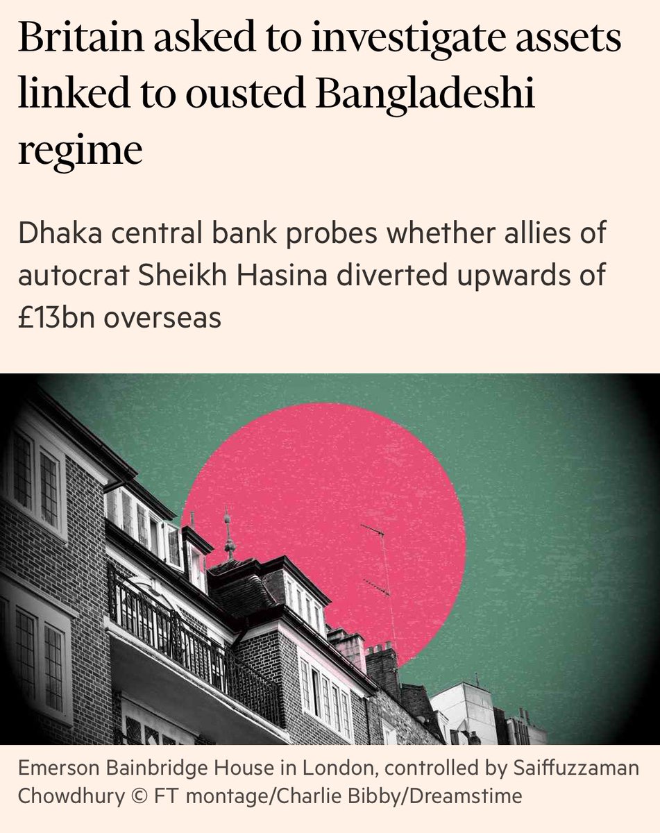 ZulkarnainSaer's tweet photo. "Bangladesh has approached the UK for help probing the overseas wealth of allies of former prime minister Sheikh Hasina, as the new government cracks down on members of her ousted autocratic regime." https://t.co/zbT0skBiIx