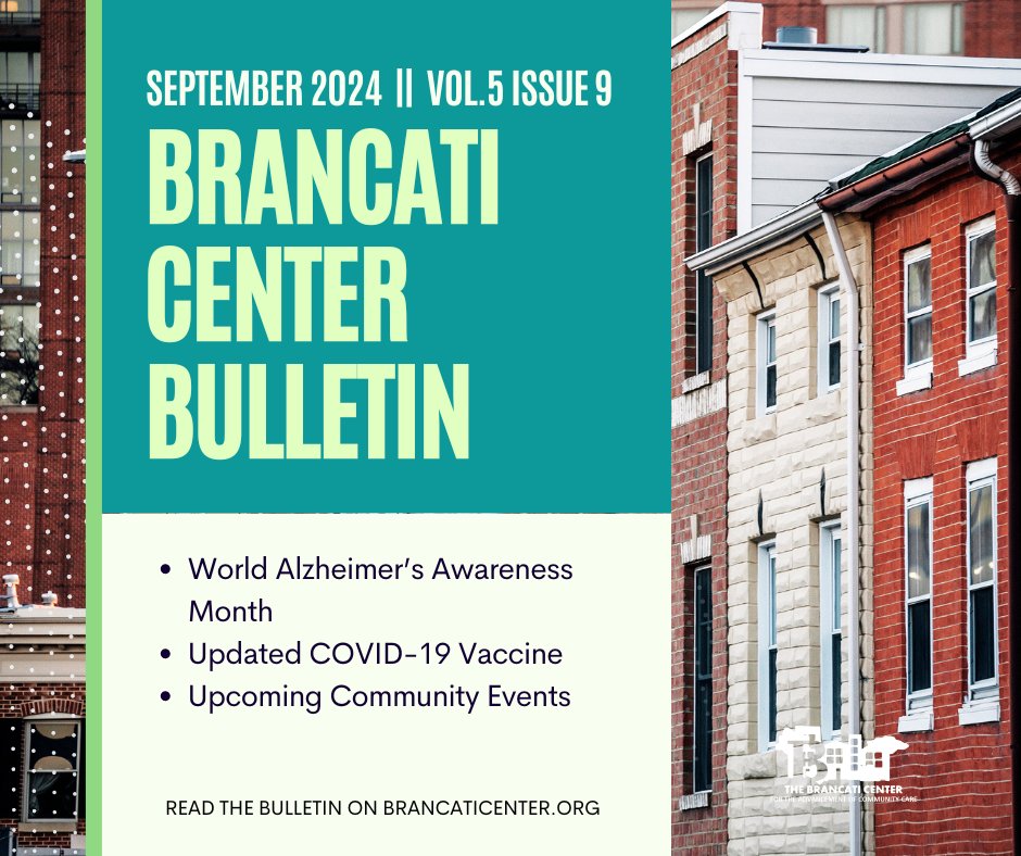 In the Sept. issue of the Bulletin our Exec. Director, Dr. Jeanne Clark, shares a message about her upcoming departure from Johns Hopkins. Our health topic of the month focuses on Alzheimer’s disease and dementia. We also remind you to get boosted with the new COVID-19 vaccine.
