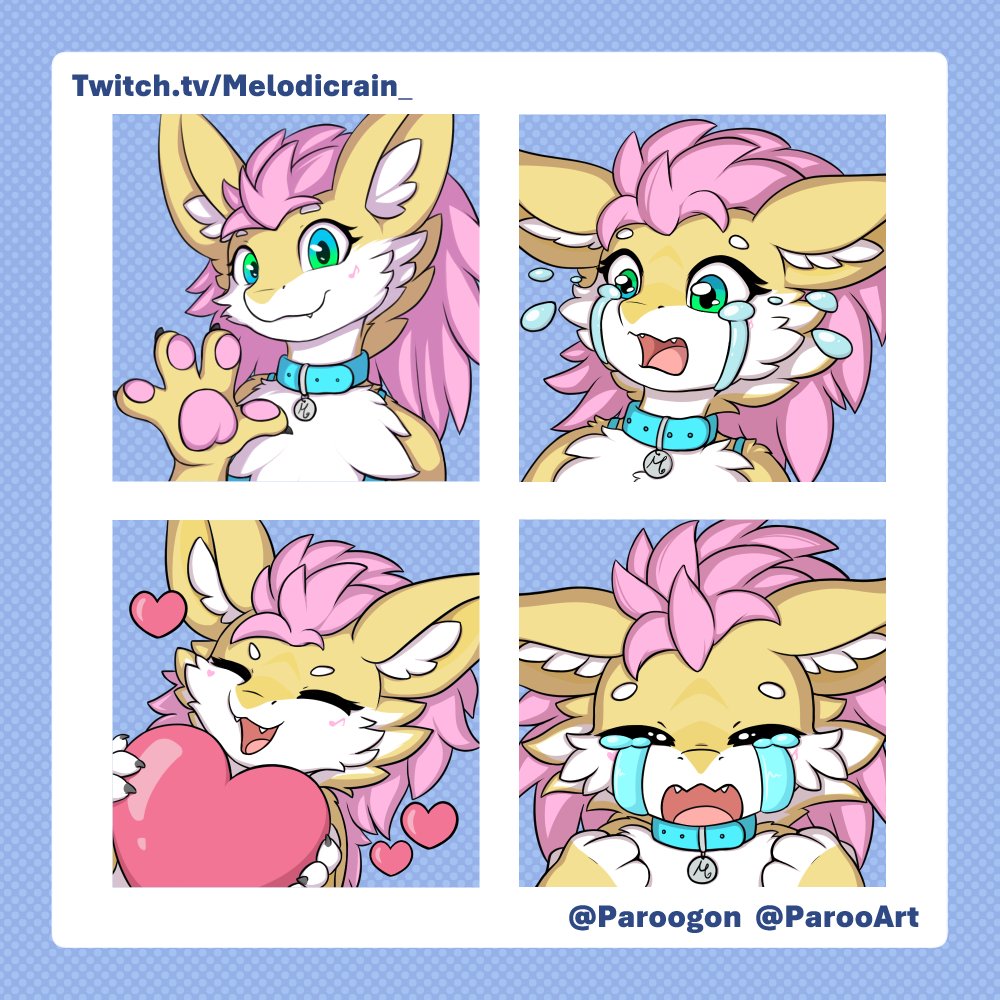 Paroogon's tweet photo. Some emotes / stickers done for @MelodicRain_ 
to congratulate her on reaching affiliate! https://t.co/CcOke3LSsz