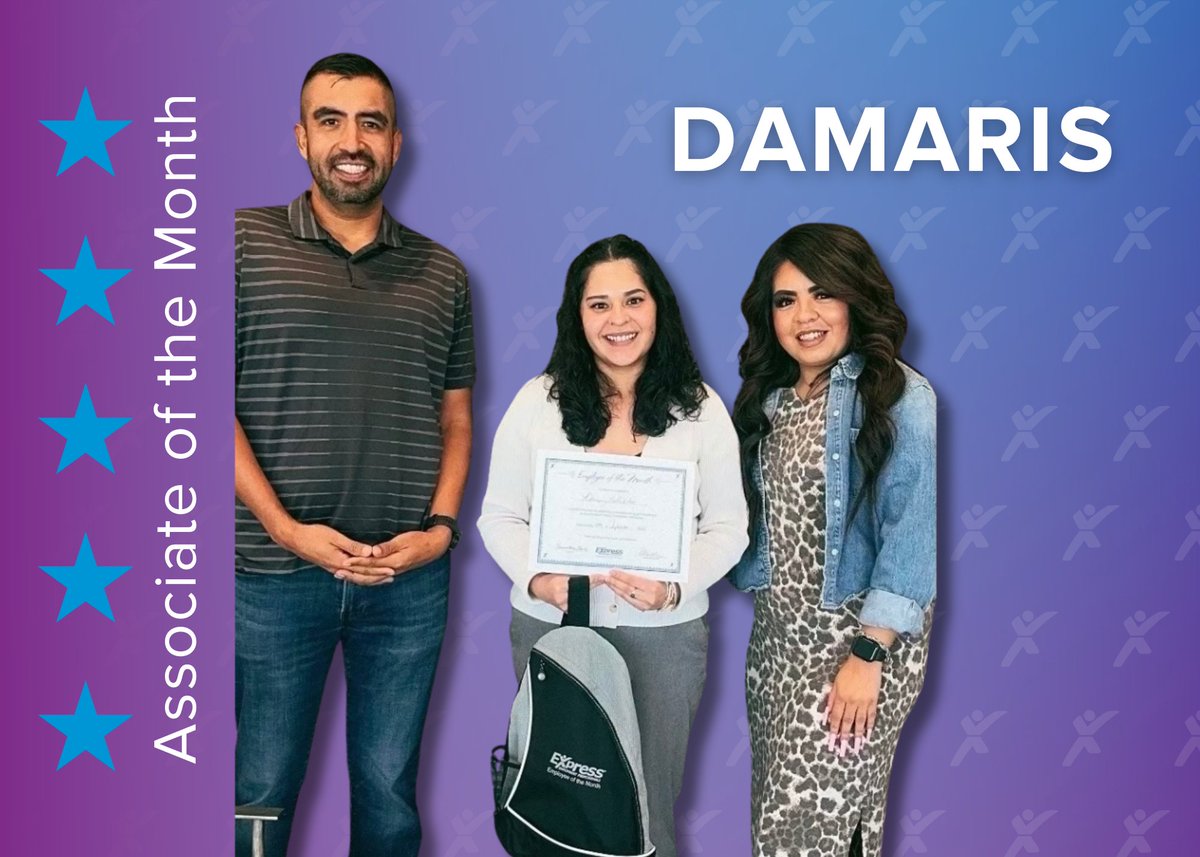 🌟 Celebrating our September Professional/Administrative Associate of the Month, Damaris! 🌟 Her hard work, attention to detail, and dedication to Express truly stand out. We're grateful to have such a talented professional on board. Keep up the amazing work, Damaris!...