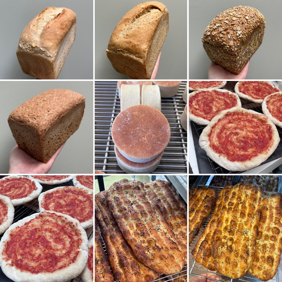 DaintyMonkey's tweet image. Bake Day Highlights
⭐️ Seeded Spelt Sourdough
⭐️White Sourdough
⭐️Sourdough with Organic White Miso
⭐️White Farmhouse
⭐️White and Wheat Farmhouse
⭐️5 Seed and Grain Brown
⭐️100% wholemeal 
⭐️English Muffins
⭐️Par-baked pizza bases
⭐️Nan-e Barbari
#trinityedinburgh #microbakery