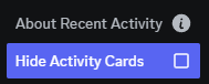 kro3950's tweet photo. Plz make this removeable in settings.. i don't want this stuck here on my discord server that shows up to 50 Activity's.. i like to see the list of people. 
yes i understand you can hide it but make it so it can be removed
Members List Recent Activity FAQ https://t.co/4hNc7YF2ha https://t.co/gE2sEmmt06