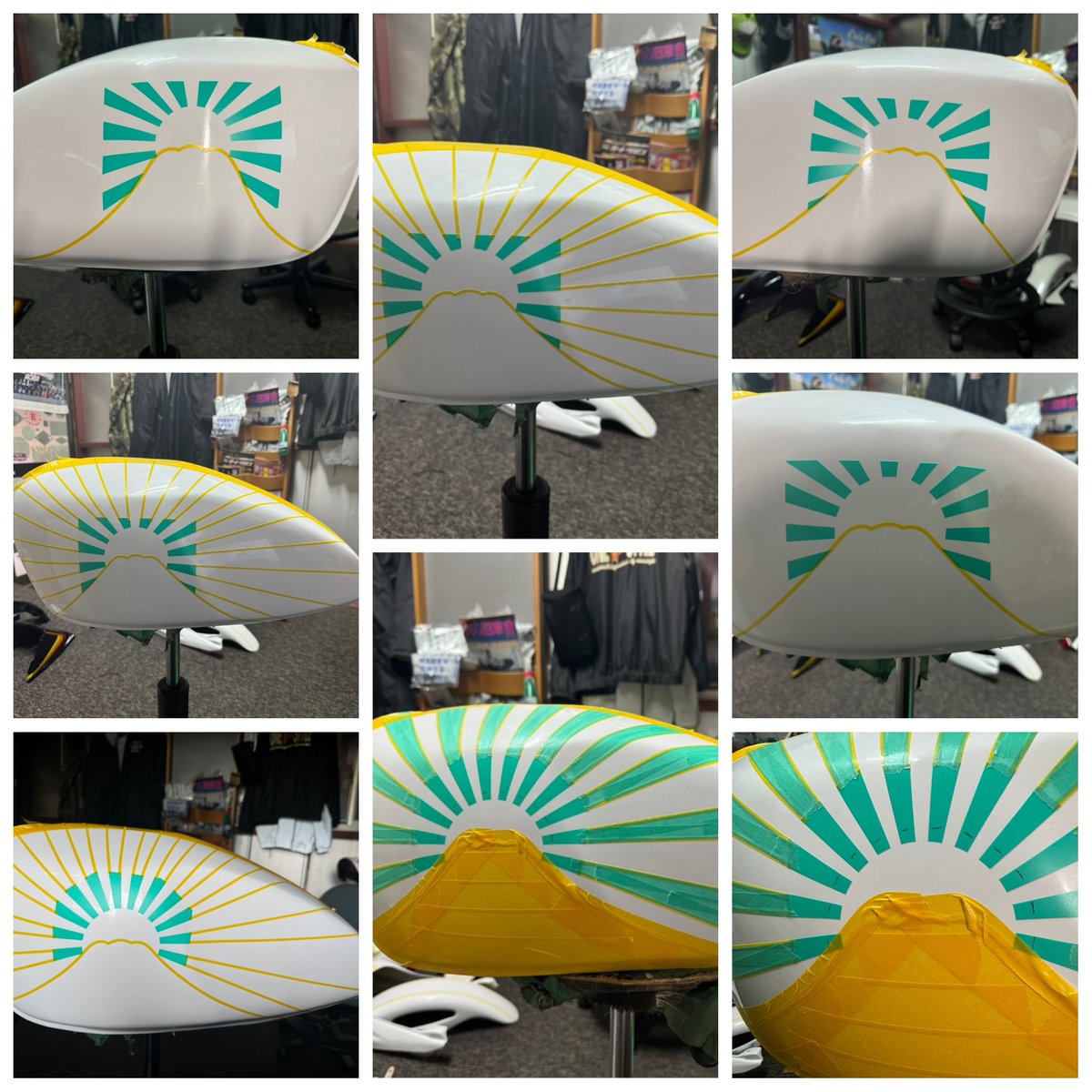 itabashikojima's tweet photo. 今回ゼファーの塗装、カッティングシートは埼玉の某有名車両を製作したワンスタイルさんにお願いしました😺

山の形や大きさ、日章の線の数、日の丸の大きさ等納得いくまで何度もやり直していただきました🙏

2枚目写真のマスキング全部違うんです😅

完成時のクオリティの高さにはビックリ😻💖🌠🎶🐈 https://t.co/q0RAUsx4Vj