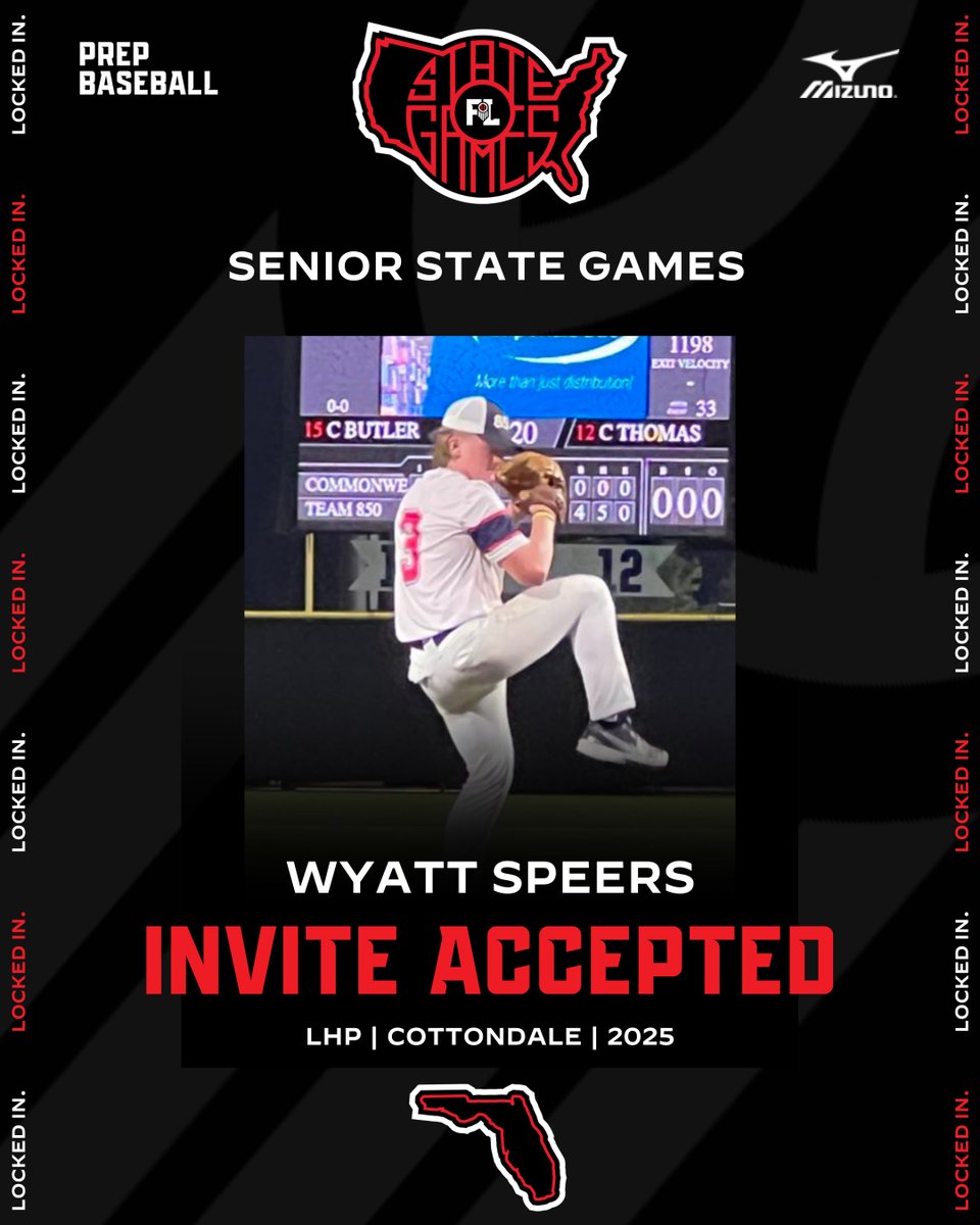 𝐈𝐍𝐕𝐈𝐓𝐄 𝐀𝐂𝐂𝐄𝐏𝐓𝐄𝐃 ✅

'25 LHP Wyatt Speers (Cottondale) has accepted his invite to the 2024 Senior State Games.

Request an invite ➡️ loom.ly/UROtE-A

<a href="/WyattSpeers/">Wyatt Speers</a> | <a href="/850Baseball/">850 Baseball</a>