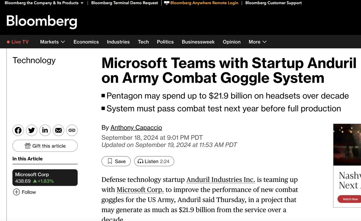 Five years ago Microsoft workers protested the company developing military defense googles.

Today Microsoft doubled down on this work, announcing a partnership with Anduril.