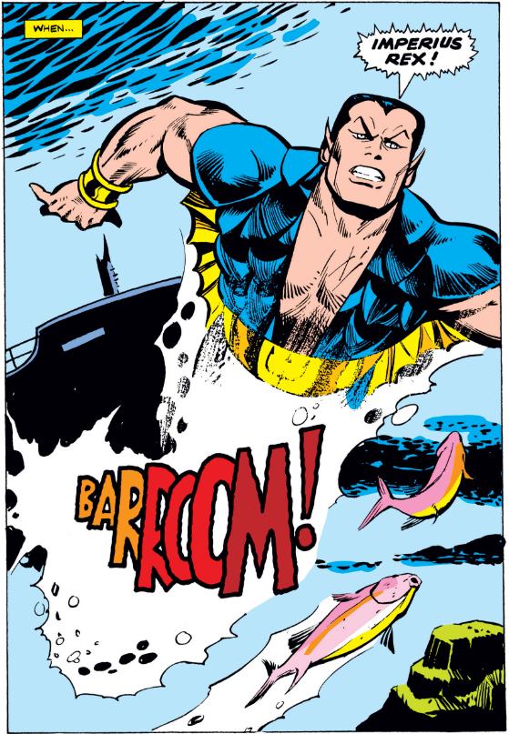 MarvelADay's tweet photo. #MarvelADay #SM71 For some reason that's not explained, there was a timer onboard the sunken ship which triggered an explosion just so Fish-Face can escape. - VA https://t.co/rj36CoOMk3