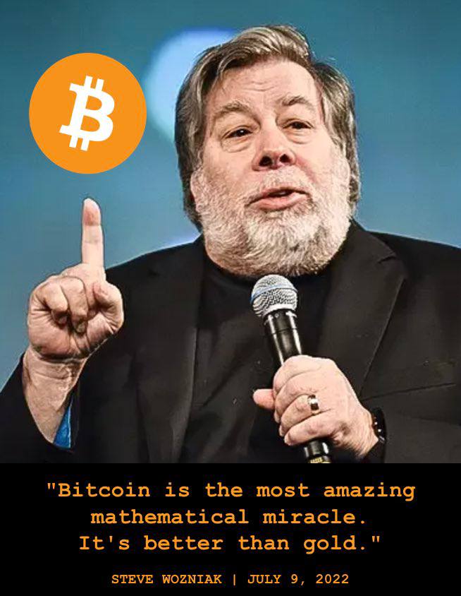 "#Bitcoin is the most amazing mathematical miracle."
- Steve Wozniak, Apple Co-founder