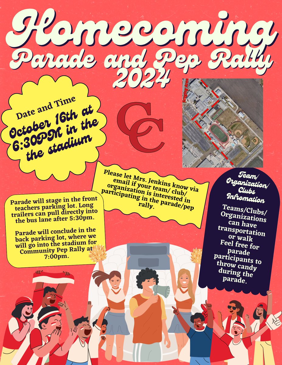 Join us on October 16th for our homecoming parade and pep rally! #CultivateTheBattle <a href="/DavissonDustin/">Dustin Davisson</a> <a href="/MrsWoodrom/">Courtney Woodrom</a> <a href="/MrsKaraJenkins/">Kara Jenkins</a>