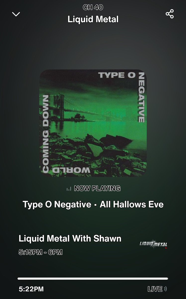 Hell yeah, Shawn! Nice!
<a href="/ShawnTheButcher/">Shawn</a> 
<a href="/fnliquidmetal/">SiriusXM Liquid Metal</a>