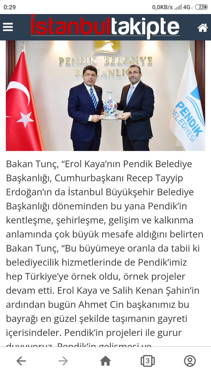 istanbultakipte.com/haberler/siyas…

Adalet bakanı Yılmaz Tunç Pendik belediyesi başkanlığı yapan imar ve vergi yolsuzluklarıyla da adı surekli gündem olan Erol Kaya  zamanında bende, Ahmet Cin de Pendik belediyesinde meclis üyesiydik. Bu projelere benimde katkım vardı diyemedi!!!