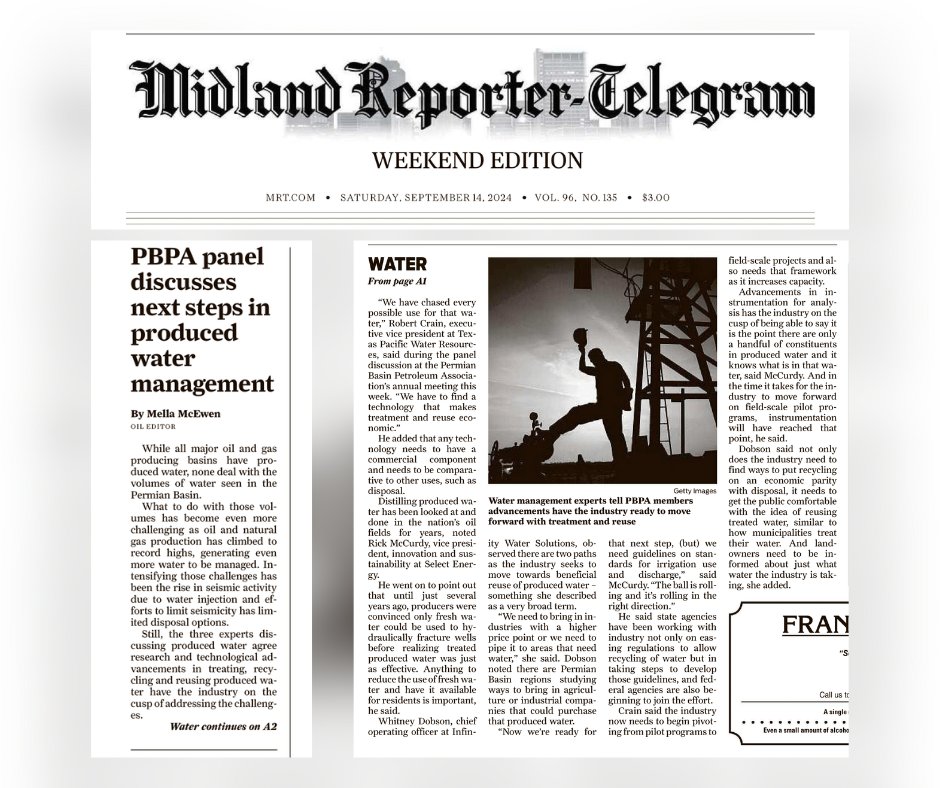 #ICYMI: Several of our #PBWIEC2025 board members kept the critical conversation of produced water management moving forward at the @pbpa panel. 
Click here to read more: bit.ly/3XOCREM 
#PBWIEC #ProducedWater #ProducedWaterManagement #BeneficialReuse #Energy #OilandGas