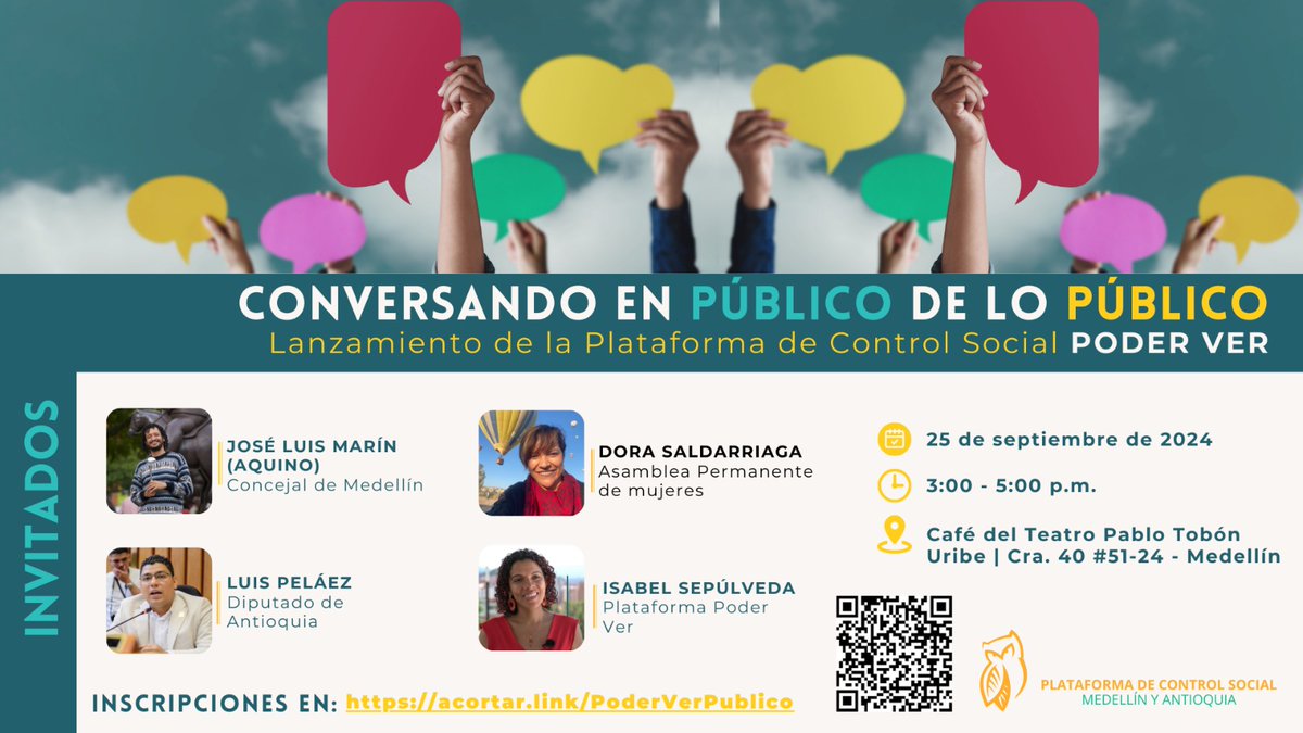 IPCoficial's tweet photo. #Invitación | 📢Conversando en público de lo público: Lanzamiento de la Plataforma de Control Social PODER VER🦉
Nos vemos el próximo 🗓️ Miércoles, 25 de septiembre de 202, a las 3:00 p.m.
📑Inscríbete en:
https://t.co/kTyHRNJE7r https://t.co/1uZk85lbTV