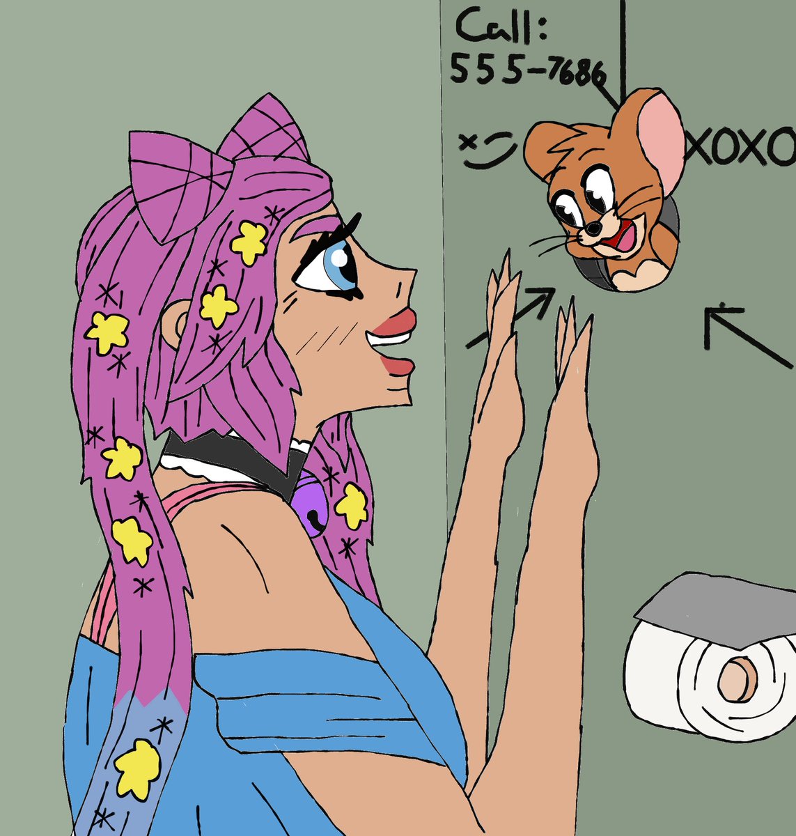 StegenJimmy's tweet photo. Huh? While @uwulexilove was on a public toilet she notice a mysteries Hole on the wall, she went on her knees to check the hole, and Oh NO! Its A GLO-- Oh wait is just Jerry the Mouseπ
#Fanart #HoleIntheWall #TomandJerry #JerryTheMouse https://t.co/o19qfPMT8h
