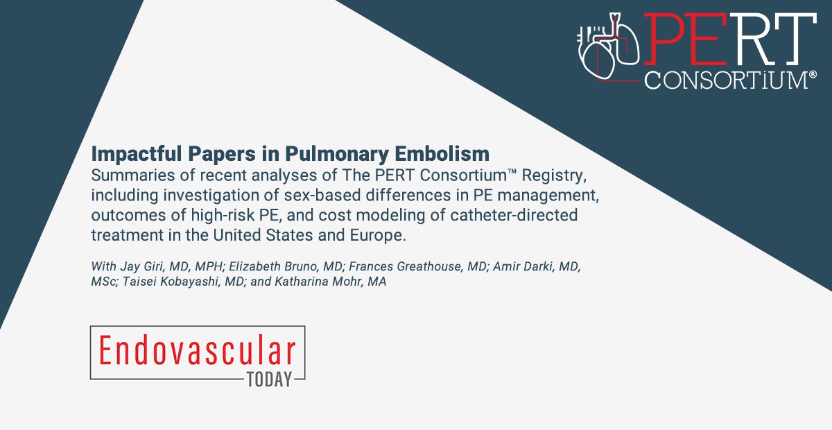PERT Consortium (@pertconsortium) on Twitter photo From <a href="/EVToday/">Endovascular Today</a>: Review into the latest impactful papers on PE. Our recent analyses from The PERT Consortium™ Registry offer valuable insights into Sex-Based Differences, High-Risk PE Outcomes, and Cost Modeling: bit.ly/3TfG3H0
<a href="/jaygirimd/">Jay Giri</a>
<a href="/darki_amir/">Amir Darki MD, MSc</a>
<a href="/taikobayashiMD/">Tai Kobayashi</a> From <a href="/EVToday/">Endovascular Today</a>: Review into the latest impactful papers on PE. Our recent analyses from The PERT Consortium™ Registry offer valuable insights into Sex-Based Differences, High-Risk PE Outcomes, and Cost Modeling: bit.ly/3TfG3H0
<a href="/jaygirimd/">Jay Giri</a>
<a href="/darki_amir/">Amir Darki MD, MSc</a>
<a href="/taikobayashiMD/">Tai Kobayashi</a>