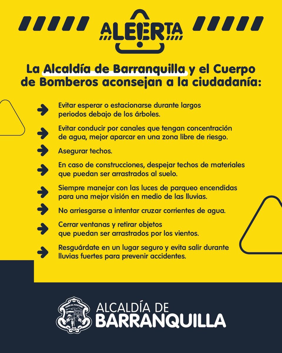 ¿Sabes qué hacer ante fuertes lluvias o vientos? ⛈️💨

¡Aquí te compartimos algunas recomendaciones! ⚠️Protege tu vida y la de los tuyos.

🚨 En caso de emergencias, comunícate a la línea 📞195 o al (605) 401 0205.
¡Estamos contigo!🙌🏼