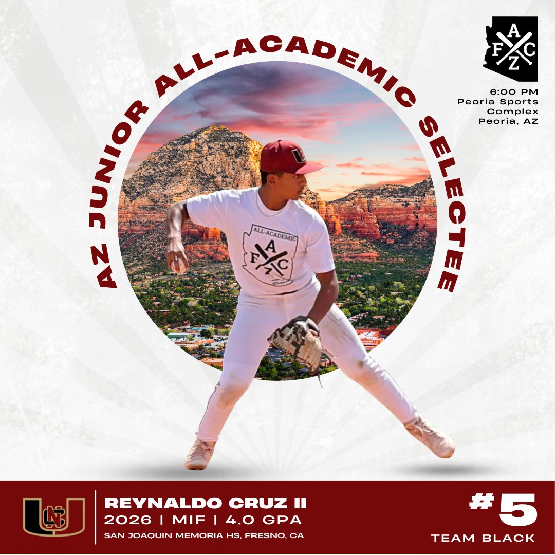Reynaldo Cruz II (@rey_cruz_2) on Twitter photo I’ve been selected to participate in the <a href="/AZFallClassic/">AZ Fall Classic</a> Junior All-Academic Game tonight at 6 PM. We will play at the Peoria Sports Complex Stadium in Peoria, AZ. Thank you to all the Coaches for this opportunity.
<a href="/NorCalU1/">NorCalU</a> <a href="/SJM_Baseball/">San Joaquin Memorial Baseball</a> <a href="/DialloFon/">Diallo Fon</a> <a href="/SMeusborn/">Shawn Meusborn</a> <a href="/CoachSkinner11/">Kyle Skinner</a> I’ve been selected to participate in the <a href="/AZFallClassic/">AZ Fall Classic</a> Junior All-Academic Game tonight at 6 PM. We will play at the Peoria Sports Complex Stadium in Peoria, AZ. Thank you to all the Coaches for this opportunity.
<a href="/NorCalU1/">NorCalU</a> <a href="/SJM_Baseball/">San Joaquin Memorial Baseball</a> <a href="/DialloFon/">Diallo Fon</a> <a href="/SMeusborn/">Shawn Meusborn</a> <a href="/CoachSkinner11/">Kyle Skinner</a>
