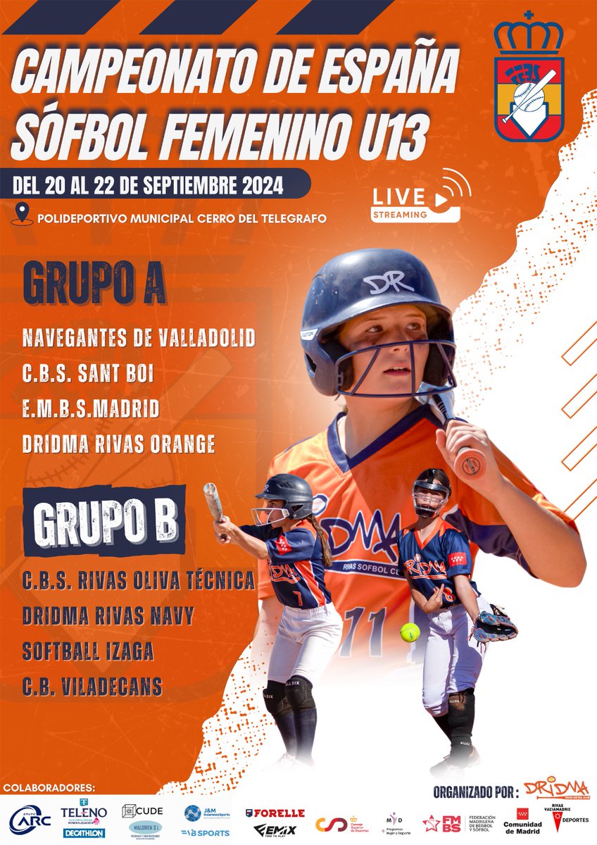 Este fin de semana 20-22 septiembre 2024, se celebra en Rivas Vaciamadrid el CTO. España sófbol femenino categoría sub-13. En el Polideportivo Cerro Telégrafo.