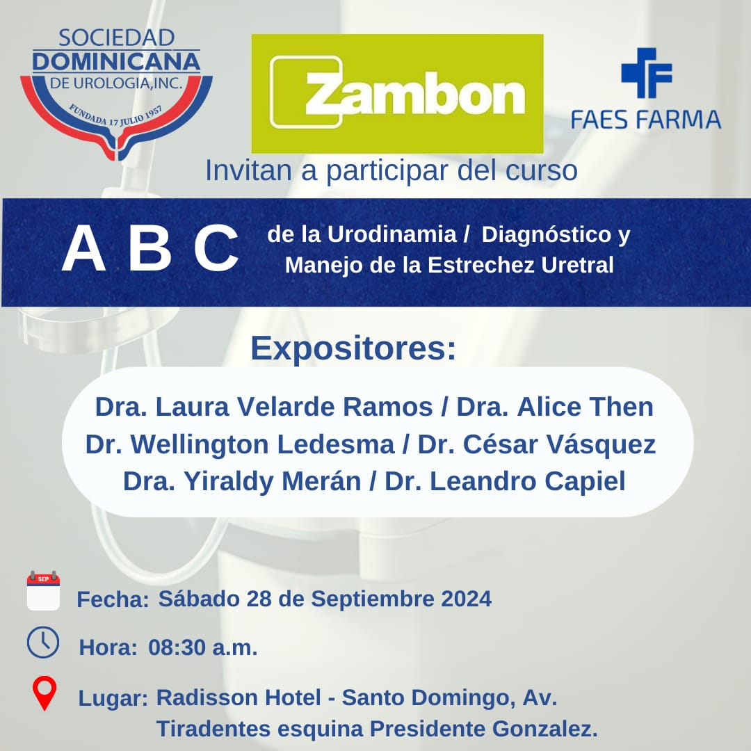 ¡Atención urólogos! 🩺 ¡No se pierdan este increíble curso sobre urodinamia y estrechez uretral.  

La SDU, junto a Zambon @zambondismed y FAES Farma, <a href="/faesfarma/">FAES FARMA</a>, los invitan a participar en este evento donde aprenderán lo último en diagnóstico y manejo de la estrechez uretral. ‍