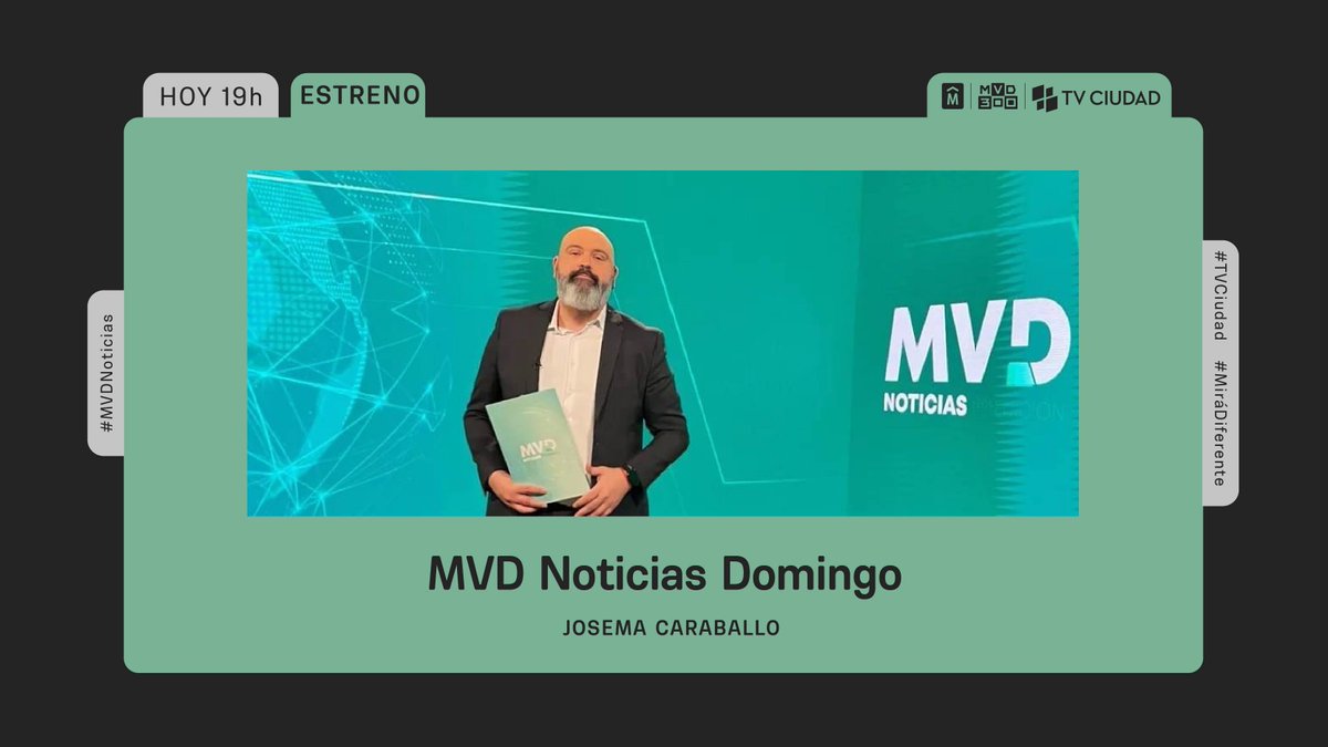 TVCIUDADuy's tweet photo. Domingo en #TVCiudad👇

🐣#PaseoAnimado 9h
🏃‍♀️#EnMovimiento 11h
🍽️#LaCocinaCooperativa 12h
🤬#ElFactorHumano 18h
🔴En vivo
🗞️#MVDNoticias 19h
🗣️#LaLetraChica 20h
👥#IdeasCruzadas 22h
💫#ElUniversoConspira 23h
🍿#NoHayNadie 23:15h
📨#CartasAmiEx 23:30h
💞#AbuelaSofía 23:45h https://t.co/kLd7kU85HH