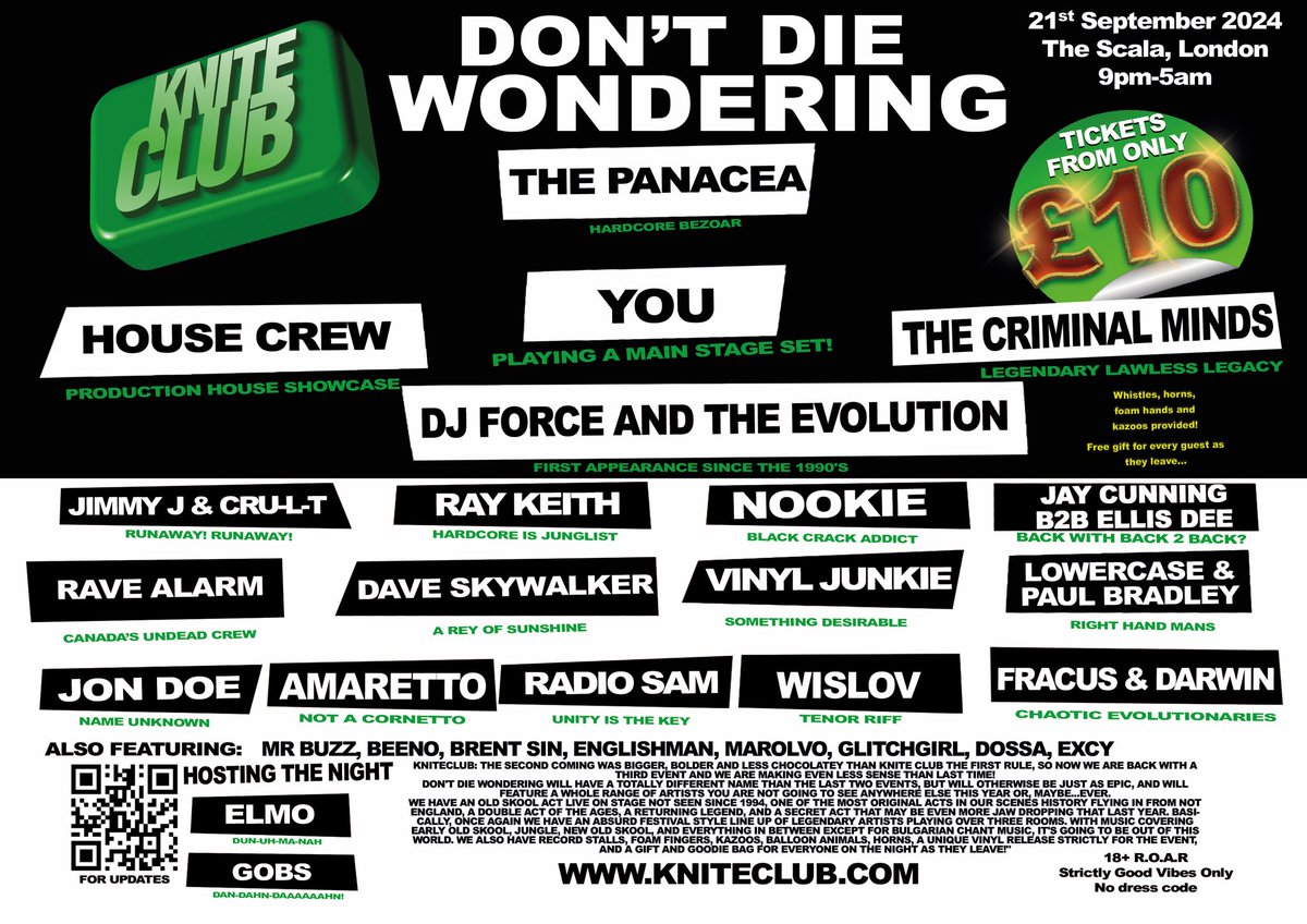 Only a couple of days away! The biggest rave of the year brought to you by the kings of old skool, us! Kniteforce!
This really is the closet thing to a proper 90’s style rave you’ll find &amp; not full of mobile phones everywhere!