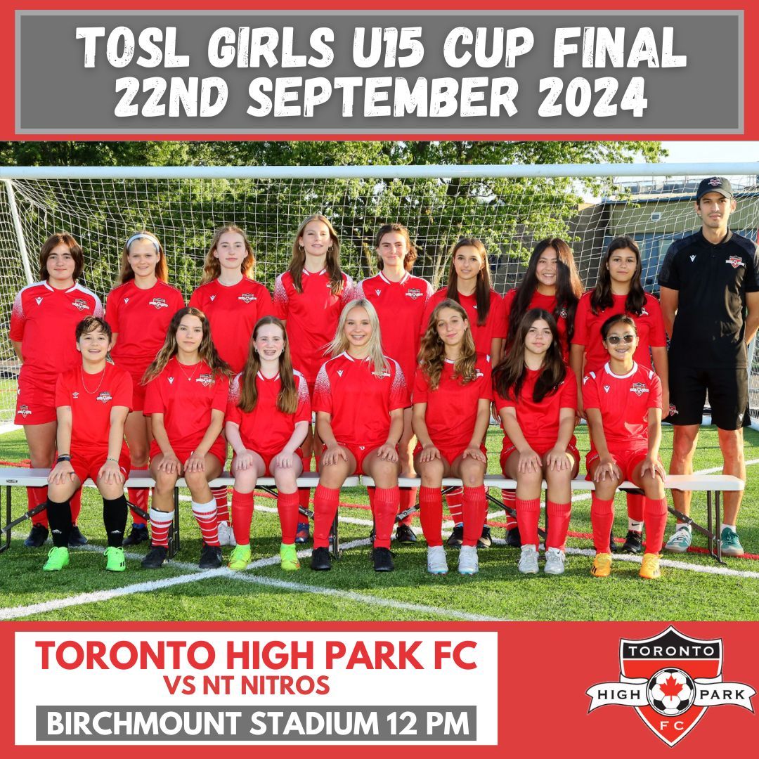 THPFC's tweet photo. 🚨 Mark your calendars! Our 2009 Girls Competitive Team is back in the TOSL Cup Final for the second year in a row! Join us this Sunday, September 22nd, at Birchmount Stadium as they take on North Toronto SC for the trophy! 
⚽ Kick-Off: 12:00 PM
🏟️ Location: Birchmount Stadium https://t.co/gLzhP36TEb