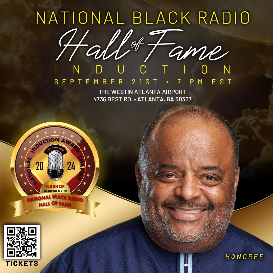 rolandsmartin's tweet photo. Fam!!!! I was informed of this months ago. On Saturday in ATL, I will be inducted into the National Black Radio Hall of Fame. It’s always exciting for your work to be acknowledged and appreciated by your peers. Use the QR code to purchase tickets. We will live stream it on the @blackstarnetwork. #BlackOwnedMediaMatters #BringTheFunk