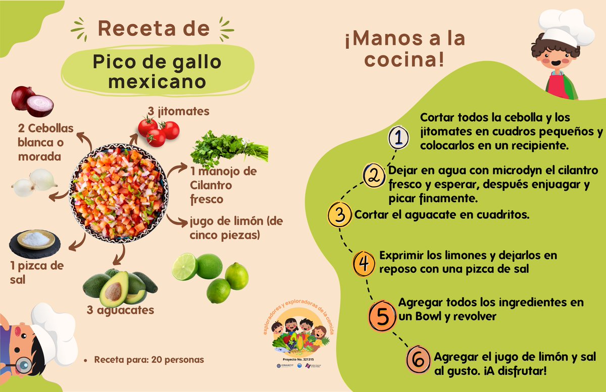 Ya es #ViernesdeAlimentación!
Un clásico que no puede faltar en la gastronomía mexicana, el Pico de gallo  😋🤤
Tú como lo preparas? Cuéntanos!

Si quieres conocer más del proyecto, entra a 👇

exploradoresdelaciudad.org/culturalimenta…