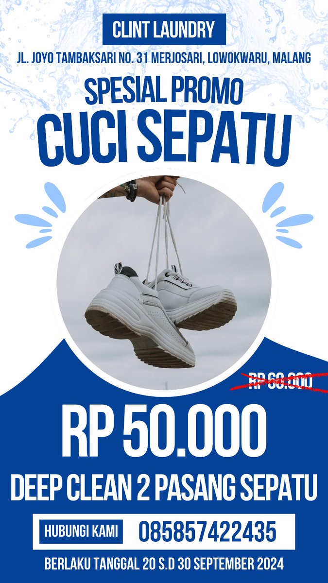 ClintLaundry's tweet photo. Dapatkan Promo Cuci Sepatu antar jemput WA 85857422435

Lolly Vadel Wulan Guritno Loli Nikmir Waspadapecah belahbangsa Maling Teriak Maling Nikita Mirzani KIM SEOKJIN Nahan Speed Malang
#StayWithKimberly 
#cucisepatumalang
#laundrymalang
#laundryexpressmalang
#laundrybantal
#ub https://t.co/3kmrLvdjds