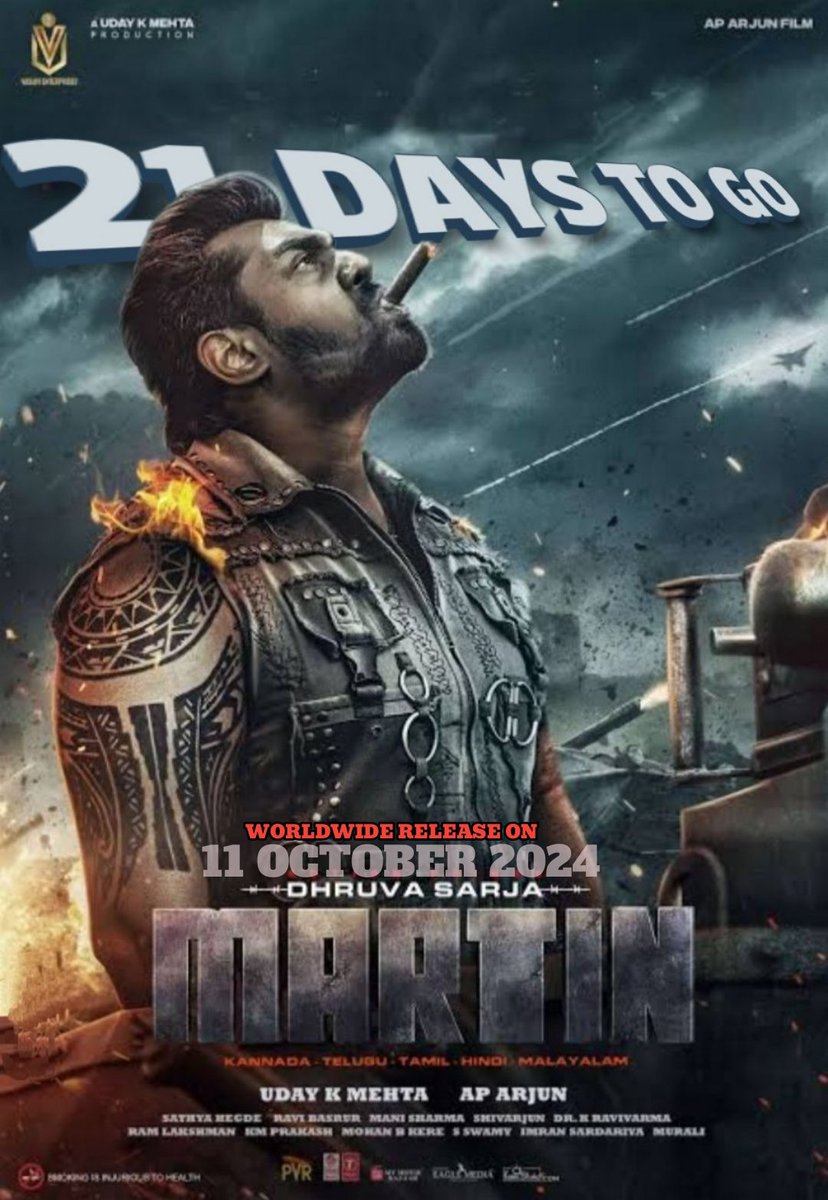 DStheBrand's tweet image. 21 days left to go for Martin hit  to the big screens 💥🥵
#Dhruvasarja
#Martin
#MartinTheMovie #DhruvaSarja 
#MartinReleasingOnOct11th
@DhruvaSarja
#DSBOSS𓃵 #KicchaSudeep𓃵  #KicchaDhruvaForever  #PuneethRajkumaar #AppuBoss #appu #powerstarpuneethrajkumar #yash #Rockingstaryash