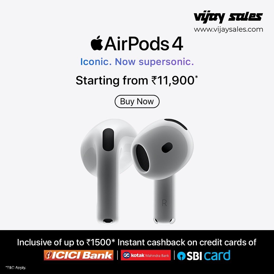 VijaySales's tweet photo. The new Apple range is here! ✨ Get the latest iPhone, Apple Watch, and AirPods—now available at Vijay Sales. Visit our store or website today!
#VijaySales #iPhone #iPhone16Pro #iPhone16Series #WatchUltra2 #WatchSeries10 #AirPods4 #WatchSE #Apple #ShopNow #BuyNow https://t.co/V7RzWvGZtW