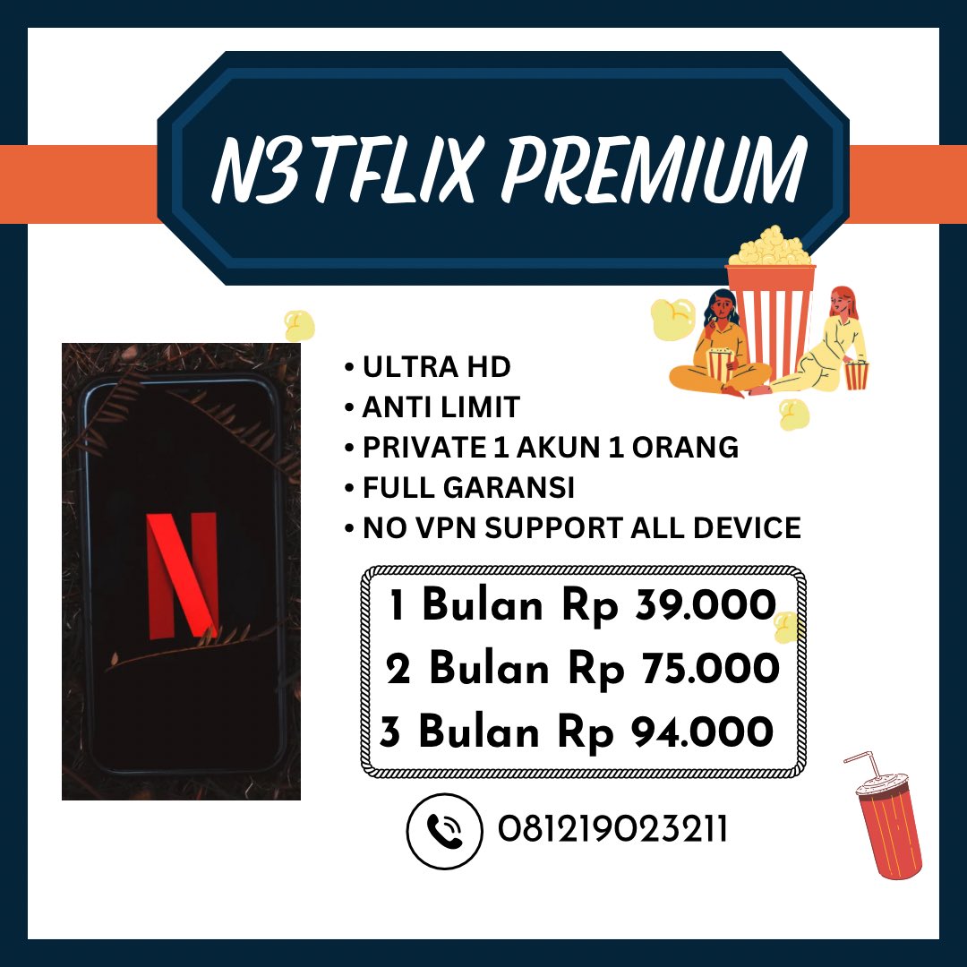 faays's tweet photo. Jual Netflix premium
• Private account, 1 Akun 1 orang bukan yang terdiri dari bbrp profile
• Antihold / anti Screen limit
• Ultra HD
• Full garansi https://t.co/pCutxIisw0