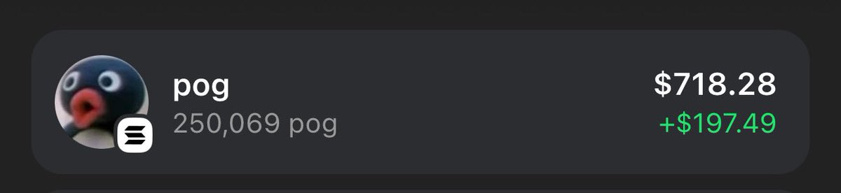 About a month ago, @slingoor gifted every VIP <a href="/HomiesofWeb3/">Homies of Web3</a> Pass holder an airdrop of 250,000 $pog (worth $30 at the time), which is now worth $718.
Passes floor 170$ do the math get a pass
Do not fade @slingoor 
Do not fade <a href="/HomiesofWeb3/">Homies of Web3</a> 
Do not fade <a href="/pog_on_solana/">pog</a>