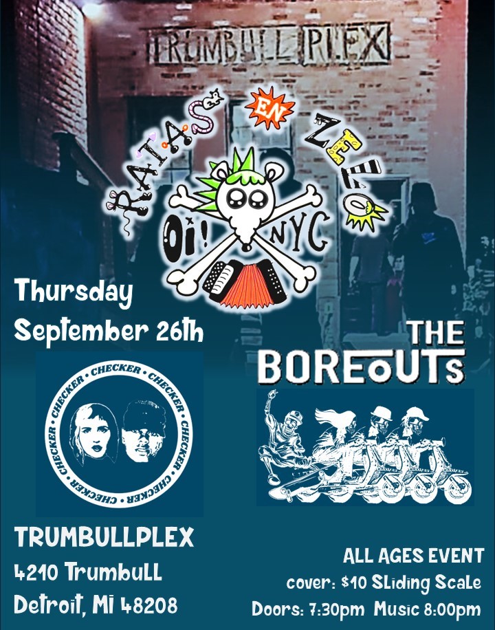 Don't forget to mark your calendars for Thursday, September 26th! NYC-based Latino-punk quartet, <a href="/RatasEnZelo/">Ratas En Zelo</a>, make their first Detroit performance at <a href="/trumbullplex/">Trumbullplex</a>, with special guests #TheBoreouts and #Checker!
✌️😎🎸