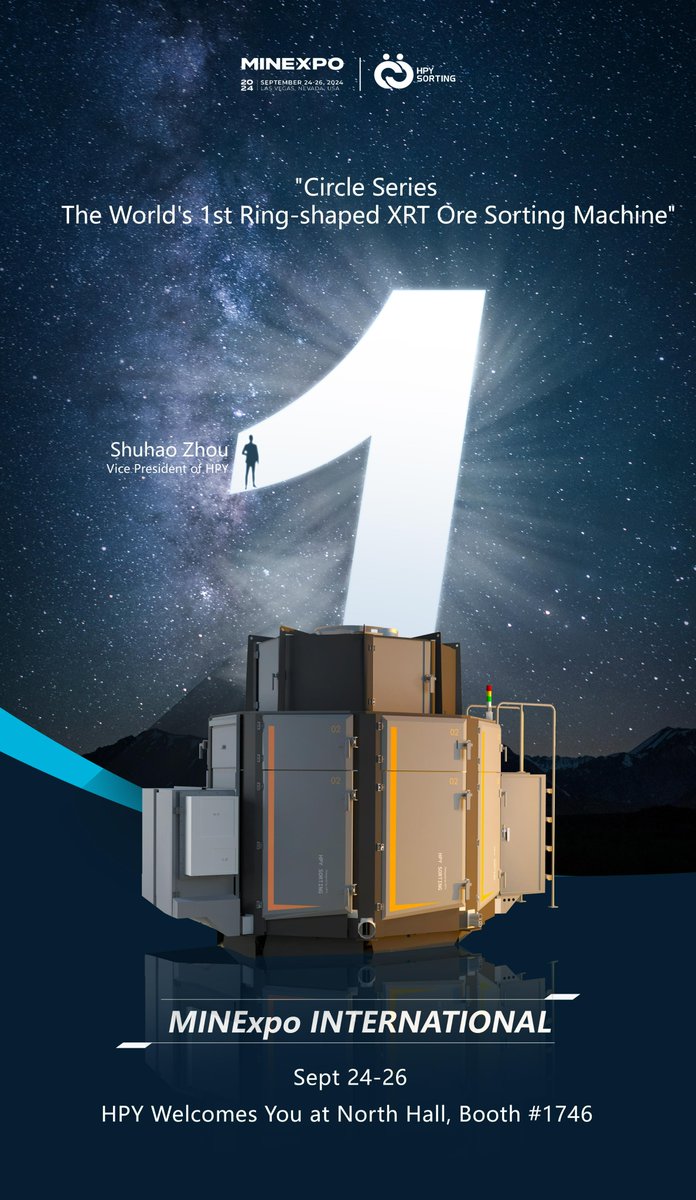 HPYTechnology's tweet image. It’s almost time! ⏳ Only 1 day until #MINExpo 2024 kicks off! Meet the HPY team and explore how we’re pushing the boundaries of the mining industry. See you there! 💥

#CircleSeries #sensorbasedsorting #MiningNews #MiningTechnology #OreSorting #coal #drycoalsorting #XRT