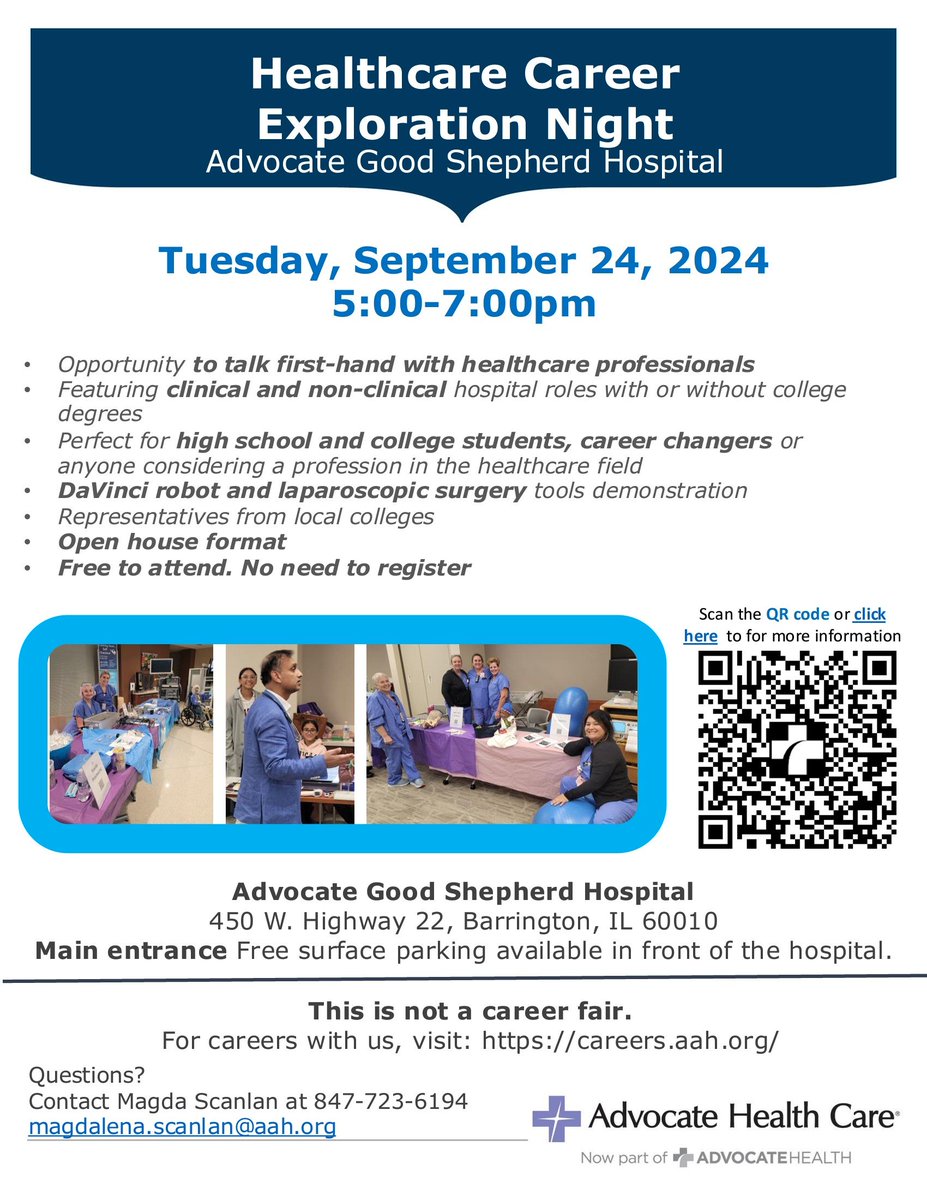 Interested in learning more about a career in healthcare science? Check out this event happening September 24th at Advocate Good Shepherd Hospital.