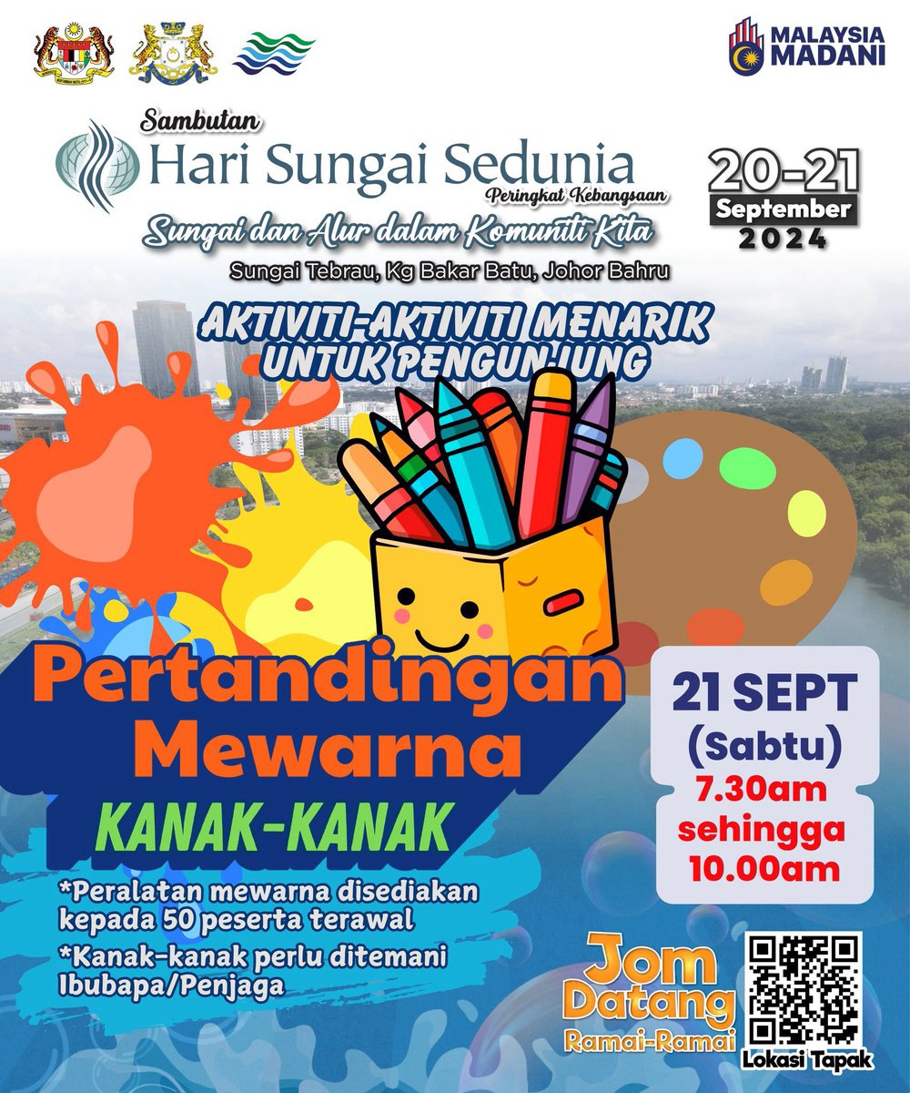 Jom ramai2 turun ke Kampung Bakar Batu, Sungai Tebrau Johor Bahru

Pelbagai acara menarik disediakan untuk pengunjung-pengunjung sempena Sambutan Hari Sungai Sedunia peringkat Kebangsaan 2024.

#harisungaisedunia
#JPSMalaysia