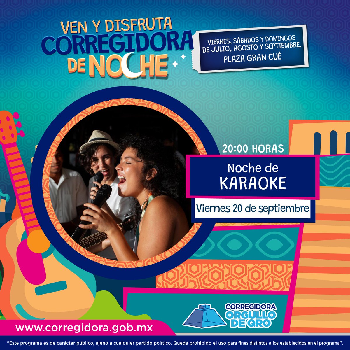MpioCorregidora's tweet photo. Estas son las actividades que tendremos mañana en #CorregidoraDeNoche. Los esperamos a partir de las 19:00 horas en la explanada de la Plaza Gran Cué. ¡Vengan! y disfruten en familia. #Corregidora #OrgulloDeQro https://t.co/uEsBD5xtcQ