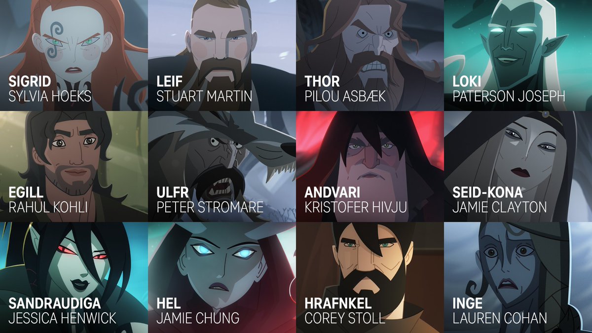 NetflixGeeked's tweet image. The star-studded voice cast of Twilight of the Gods!