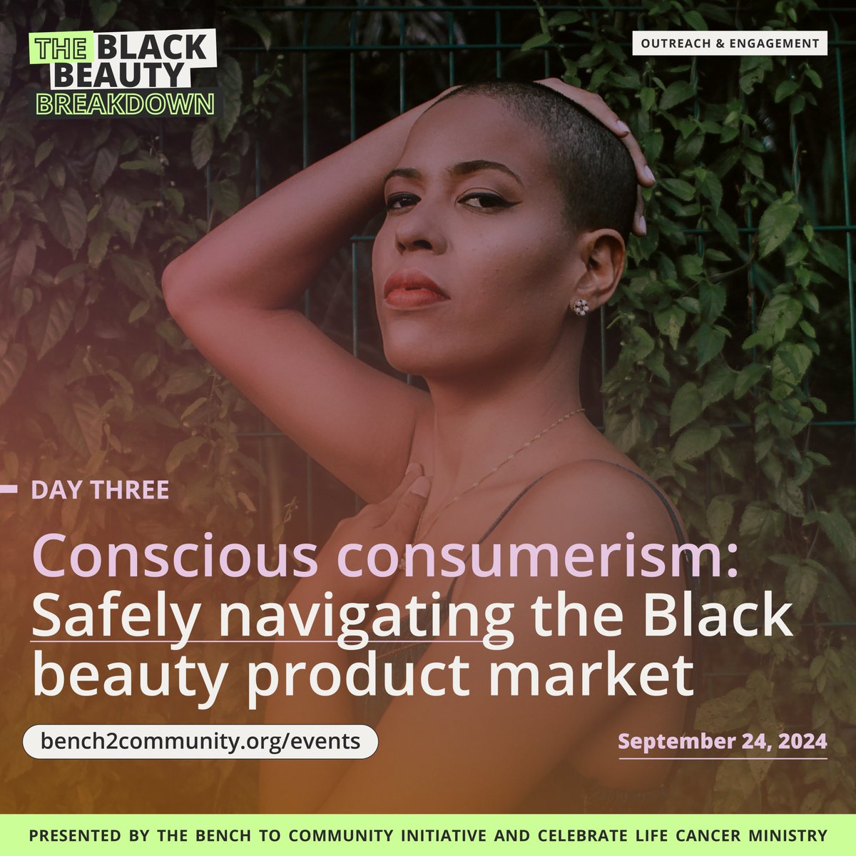 Join us for Day 3 of The Black Beauty Breakdown to access resources, strategies, and practical tips to reduce exposure of endocrine disrupting chemicals (EDCs) from personal care products and breast cancer risk. Register: bench2community.org/events #saferbeauty #reducetoxicchemicals