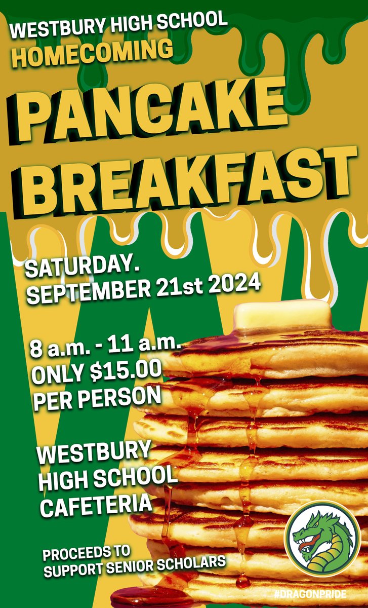 Homecoming is Saturday, 9/21! Join us for our Pancake Breakfast fundraiser at 8:00 AM, our Parade at 12:00 noon, and our football game at 2:00 PM. <a href="/onewestbury/">Westbury Union Free School District</a>  <a href="/WestburyWHS/">Westbury High School</a> <a href="/TahiraDChase/">Dr. Tahira D Chase</a> <a href="/bgallivanWORLD/">Brendan Gallivan</a> <a href="/RogerBloomEdD/">Roger Bloom, Ed.D.</a> <a href="/DirectorofGuid1/">Deadra Faulkner</a> #OneWestbury #HereForKids #WestburyEmpowers