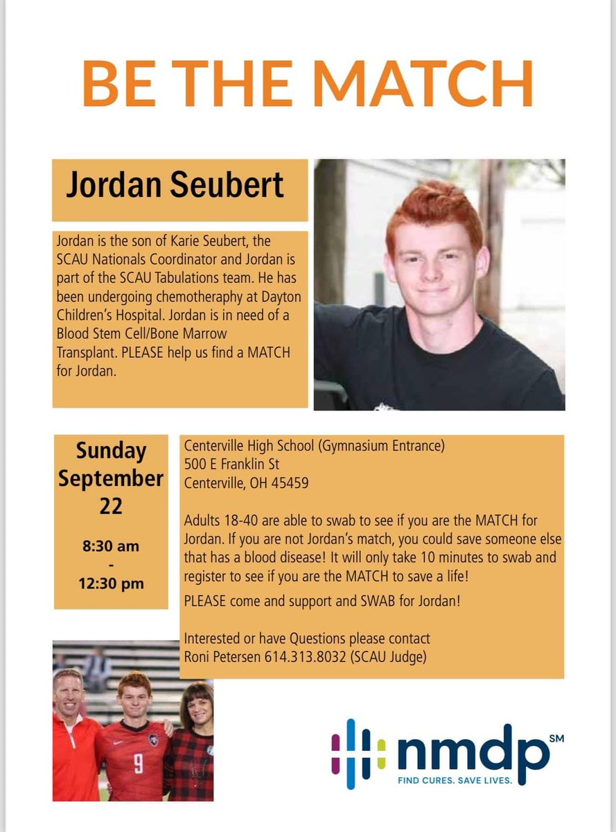 Jordan Seubert ‘22, a former player and tremendous kid is battling right now and needs your help! 

Even if you are not HIS match, you can be someone else’s