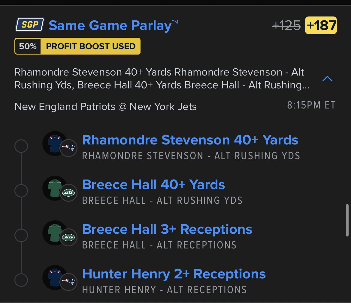 Evergreenparlay's tweet photo. Some more free plays tonight 🎯🎯

We’ve been on fire with NFL and looking to keep it going tonight let us know if you’re riding 💸

#NFL #Bets #Picks #Parlay #Jets #Patriots #CTESPN #Fanduel #DraftKings https://t.co/PSCG66eOu9