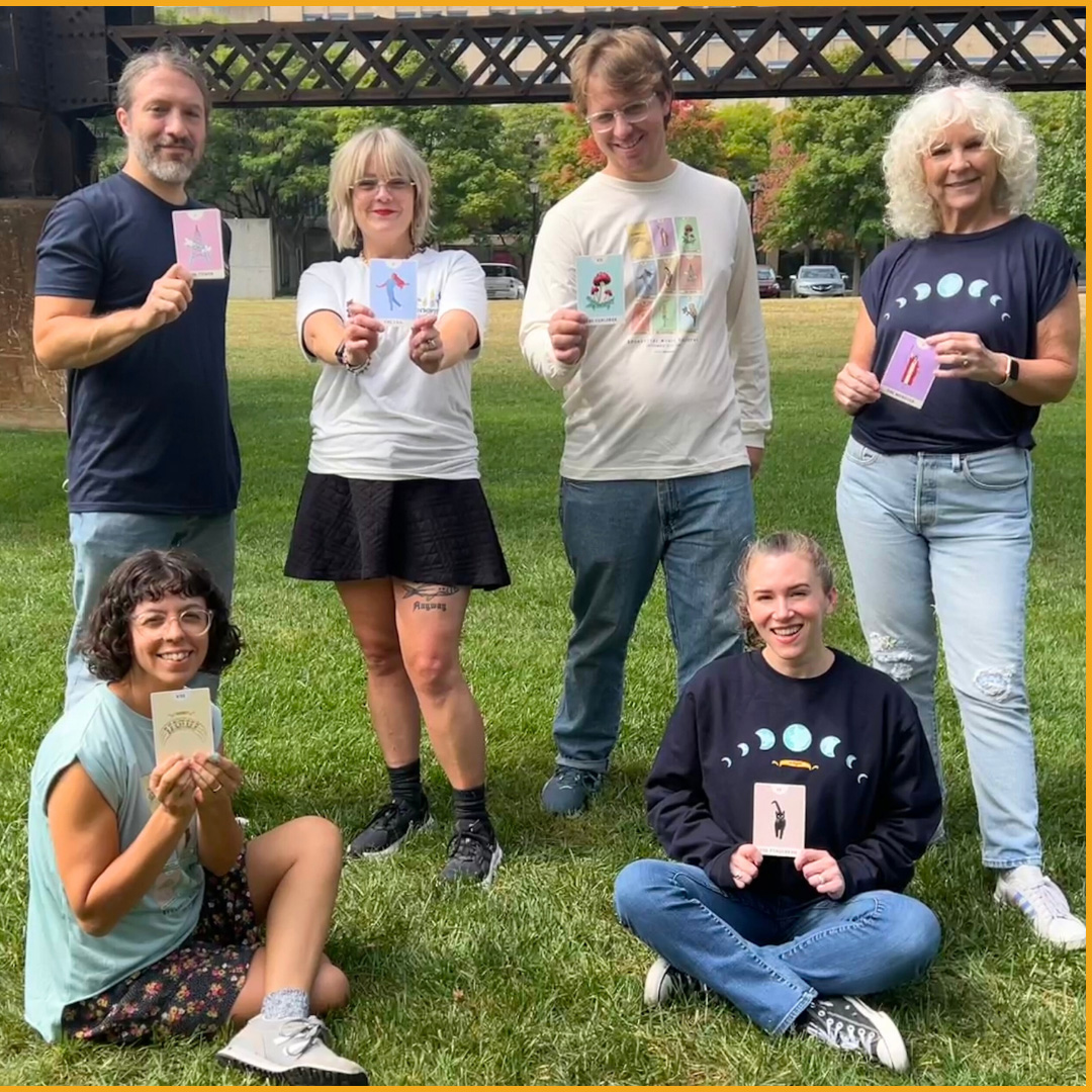 xpnfest's tweet image. T-shirts, tarot cards, sweatshirts oh my! Your #XPNFest 2024 merch is HERE! 

The adorable models on the XPN staff show off what you can pick up at the WXPN Festival Shop powered by @risingsunphl. Get yours while supplies last and we'll see you this weekend at Wiggins Park! 🪄