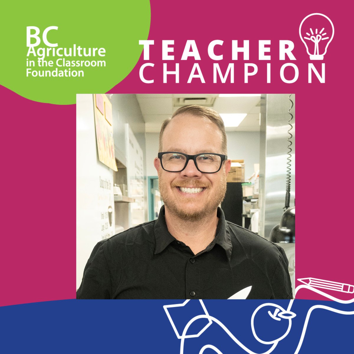 Our #TeacherChampion Series features educators passionate about agriculture &amp; food education.  September's profile spotlighted Jason Edge &amp; his favorite program is: "Take a Bite of BC." Read his profile: bcaitc.ca/blog/teacher-c…