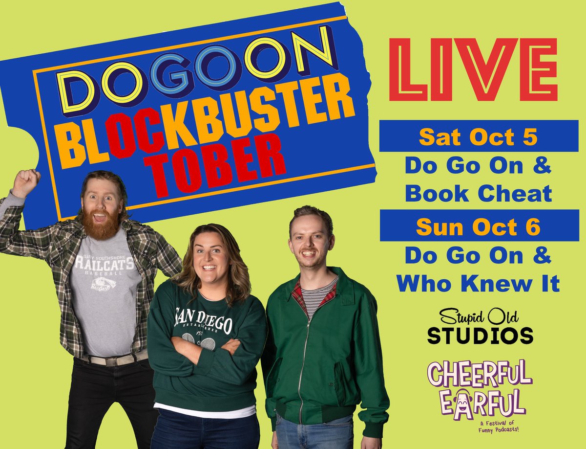Do Go On (@dogoonpod) on Twitter photo BLOCK's coming up fast & this year you can enjoy it LIVE (in person or via streaming)
Sat Oct 5: Do Go On + <a href="/BookCheatPod/">Book Cheat</a>
Sun Oct 6: Do Go On + <a href="/WhoKnewItPod/">Who Knew It with Matt Stewart</a>
In person tix have SOLD OUT for Sunday but there are some left for the Saturday session!
Tix: cheerfulearful.podlifeevents.com BLOCK's coming up fast & this year you can enjoy it LIVE (in person or via streaming)
Sat Oct 5: Do Go On + <a href="/BookCheatPod/">Book Cheat</a>
Sun Oct 6: Do Go On + <a href="/WhoKnewItPod/">Who Knew It with Matt Stewart</a>
In person tix have SOLD OUT for Sunday but there are some left for the Saturday session!
Tix: cheerfulearful.podlifeevents.com