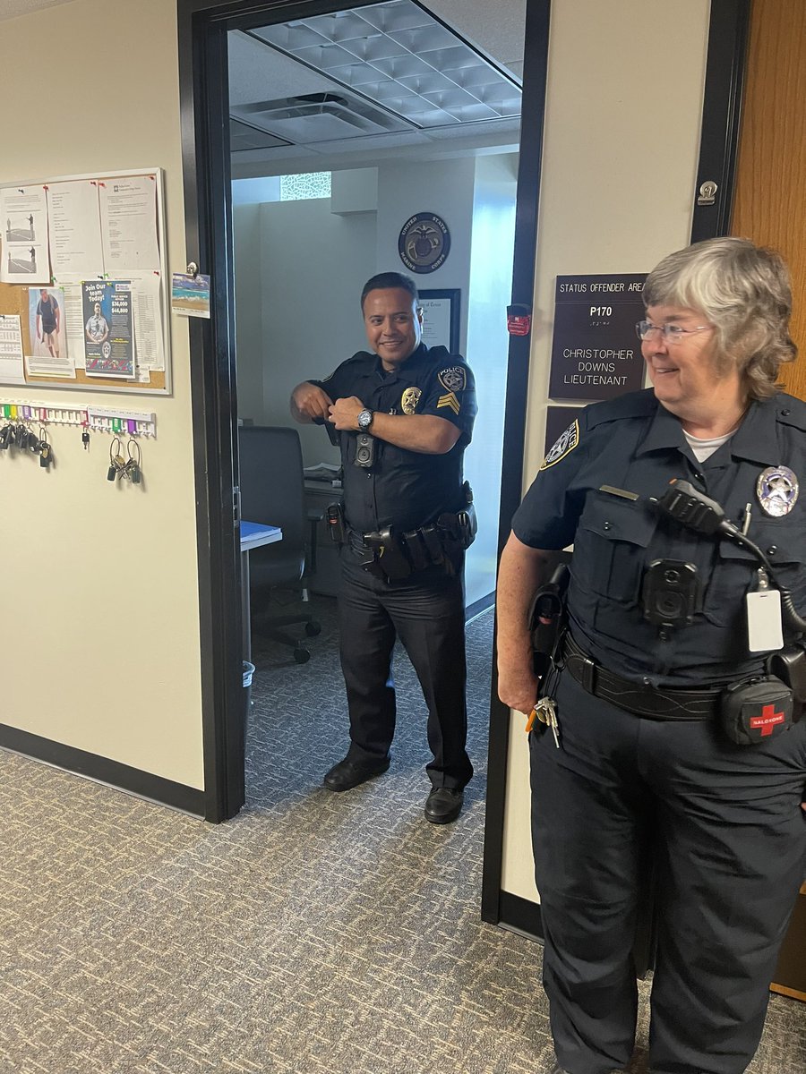 I had the pleasure of visiting Richland Campus where I enjoyed a good  conversation with Deputy Chief Robert Baker, Sgt. Thomas Acevedo, and Officer Joanne Vallencourt. It took some convincing to get them to pose for a picture, but I approached it with respect, and it paid off!