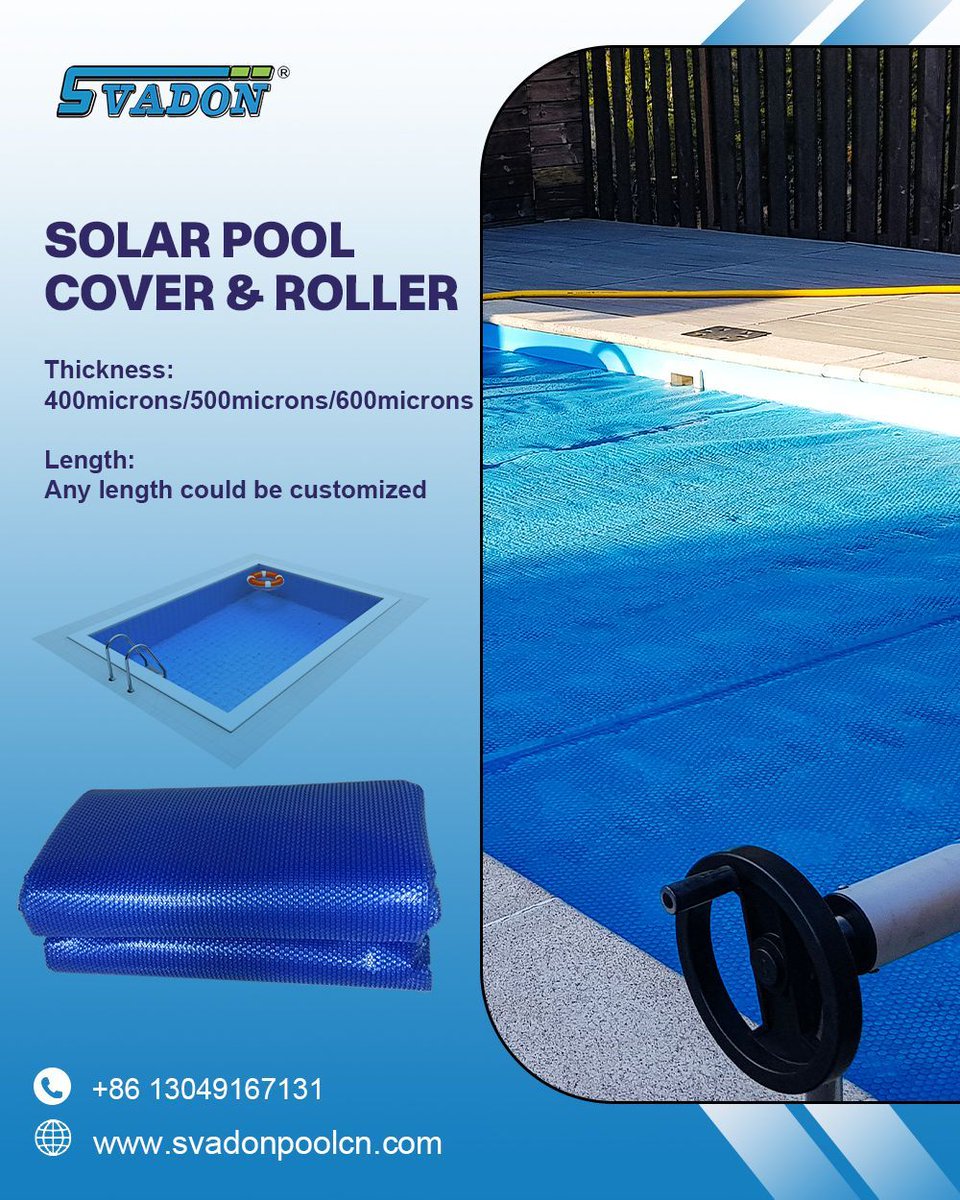 Svadonpool_Lico's tweet image. Svadon Solar Pool Cover&amp;amp;Roller
① Keep your pool water clean by blocking out dirt and debris, save on chemicals. 
② The tiny air bubbles are designed to capture and transmit solar heat to your pool. 
③ Reduce water evaporation, and prevent heat loss. 

#swimmingpoolcover